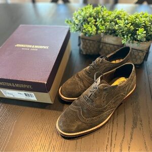 Johnston & Murphy Dark Brown Suede Oxfords